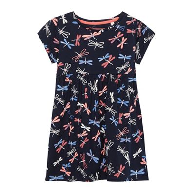 bluezoo Girls' navy dragonfly print dress